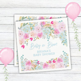 ブルーフローラボーイ赤ちゃんシャワー スタンダードカクテルナプキン