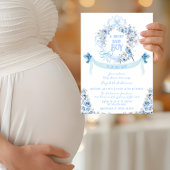 ブルーフローラボークレスト甘い男の赤ちゃんベビーシャワー 招待状