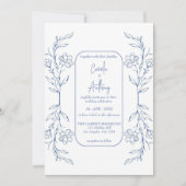 ブルーフローラボー縁どホサイド結婚ズ 招待状 (正面)