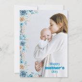 ブルーフローラマザー写真ホリデーカード サンキューカード (正面)