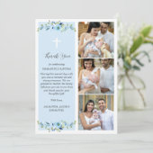 ブルーフローラマルチフォトバプテスマ少年たちに感謝 サンキューカード (スタンド正面)