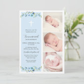 ブルーフローラマルチフォトバプテスマ 招待状 (スタンド正面)