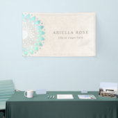 ブルーフローラマンダラロータスホワイトマーブルビジネスカ 横断幕 (トレードショー)