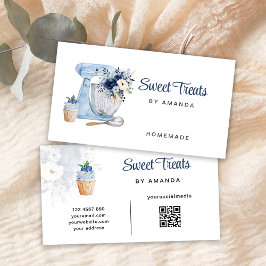 ブルーフローラミキサQRコード名刺 名刺