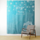 ブルーフローラメイスン結婚ジャーの写真ブース背景 タペストリー (インサイチュ)