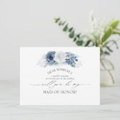 ブルーフローラメイド・オブ・オーナー（花嫁付き添い人）/ブライドメイド提案 招待状 (スタンド正面)