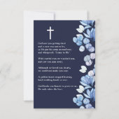 ブルーフローラメモリアル葬儀祈りの言葉フォトカード (裏面)