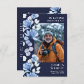 ブルーフローラメモリアル葬儀祈りの言葉フォトカード (正面/裏面)