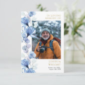 ブルーフローラメモリアル葬儀祈りの言葉フォトカード (スタンド正面)