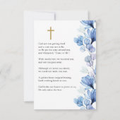 ブルーフローラメモリアル葬儀祈りの言葉フォトカード (裏面)