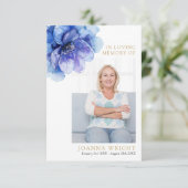 ブルーフローラメモリアル葬儀祈りの言葉フォトカード (スタンド正面)