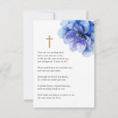 ブルーフローラメモリアル葬儀祈りの言葉フォトカード (裏面)
