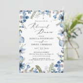 ブルーフローラモダンリハーサル結婚ディナー 招待状 (スタンド正面)