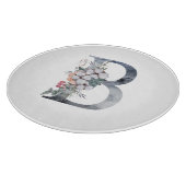 ブルーフローラモノグラムイニシャルB カッティングボード (角)