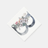 ブルーフローラモノグラムイニシャルB スタンダードカクテルナプキン (角)