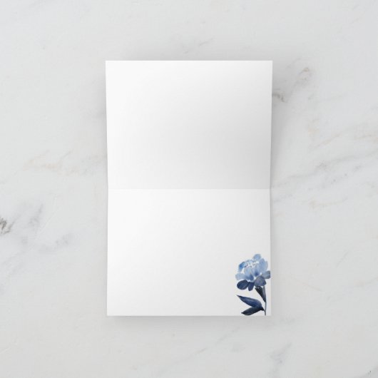 ブルーフローラモノグラムカップルイニシャル パーソナライズされた ノートカード (内部)