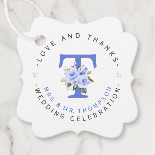 ブルーフローラモノグラム結婚サーキュラー フェイバータグ (正面)