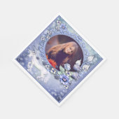 ブルーフローラユニコーンフォト誕生日 スタンダードランチョンナプキン (角)