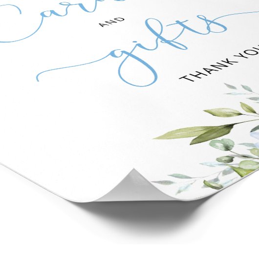 ブルーフローラユーカリのカードとギフト ポスター (角)