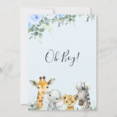 ブルーフローラユーカリプタサファリヘッドベビーシャワー 招待状 (裏面)