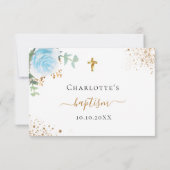 ブルーフローラユーカリ洗礼RSVPカード 出欠カード (裏面)