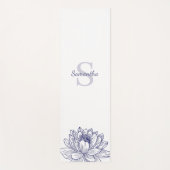 ブルーフローララインスケッチパーソナライズされたヨガマット ヨガマット (正面)