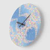 ブルーフローララウンドクロック ラージ壁時計 (傾斜)