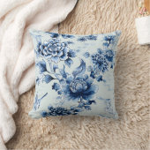 ブルーフローララグジュアリープリントオンセージ装飾用クッション クッション (ブランケット)