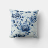 ブルーフローララグジュアリープリントオンセージ装飾用クッション クッション (正面)
