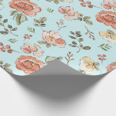 ブルーフローララッピング紙 ラッピングペーパー (角)