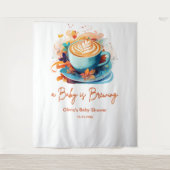 ブルーフローララブがコーヒーを醸造する赤ちゃんシャワー タペストリー (正面)