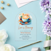 ブルーフローララブイズブルーイングコーヒーブライダルシャワー アクリル招待状 (インサイチュ (ウェディング))