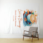 ブルーフローララブイズブルーイングコーヒーブライダルシャワー タペストリー (インサイチュ(横))