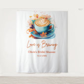 ブルーフローララブイズブルーイングコーヒーブライダルシャワー タペストリー (正面)