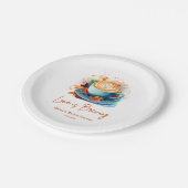 ブルーフローララブイズブルーイングコーヒーブライダルシャワー ペーパープレート (アングル)