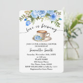 ブルーフローララブイズブルーイングコーヒーブライダルシャワー 招待状 (スタンド正面)