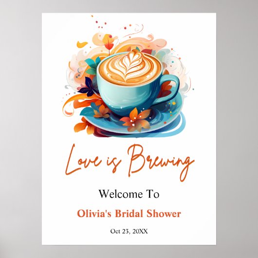 ブルーフローララブイズブルーイングブライダルシャワーウェルカム ポスター (正面)