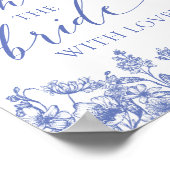 ブルーフローララブサインで花嫁をシャワー ポスター (角)