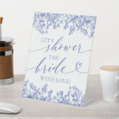 ブルーフローララブサインで花嫁をシャワー 台座サイン (インサイチュ)