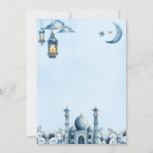 ブルーフローララマダンイスラームEid Iftarディナー 招待状 (裏面)