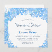 ブルーフローラリタイアディナーパーティー 招待状 (正面/裏面)
