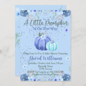 ブルーフローラリトルカンプキンベビーシャワー招待状 招待状 (正面/裏面)