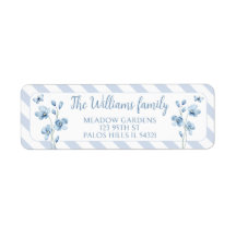 ブルーフローラリトルバタフライ差出人住所ラベル