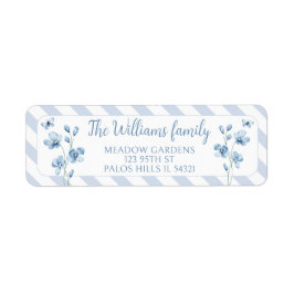 ブルーフローラリトルバタフライ差出人住所ラベル ラベル