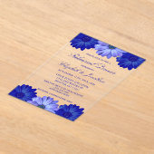 ブルーフローラリハーサルディナー アクリル招待状 (レイダウン)