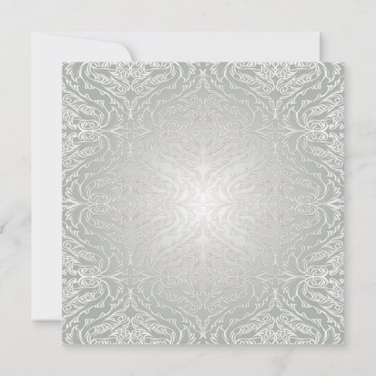 ブルーフローラリボンシルバーダマスクウェディング招待状 招待状 (裏面)