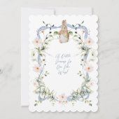 ブルーフローラリボンベビーバニーベビーシャワー 招待状 (裏面)