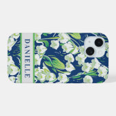 ブルーフローラリリーオブザバレーメイ誕生花 iPhone 15ケース (裏面横)