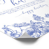 ブルーフローラリングや輪狩りブライダルシャワーゲームサイン ポスター (角)