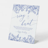 ブルーフローラリングや輪狩りブライダルシャワーゲームサイン 台座サイン (正面)